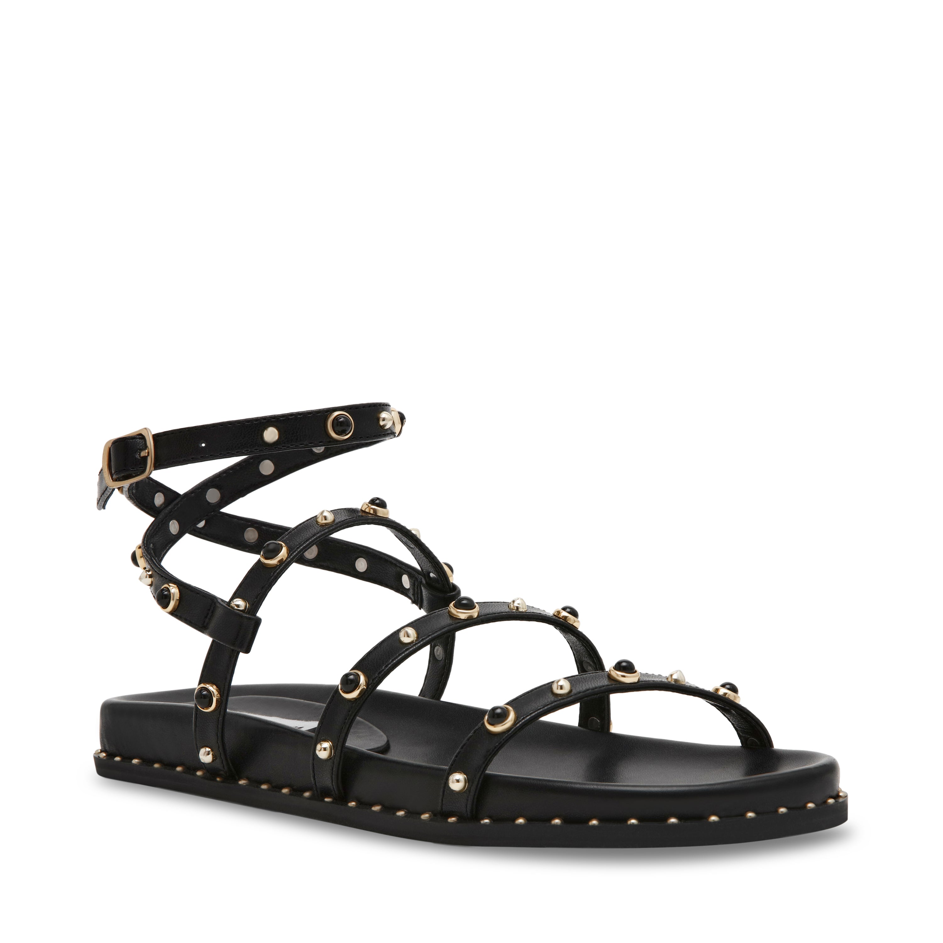 STORMIE BLACK FLAT SANDALS