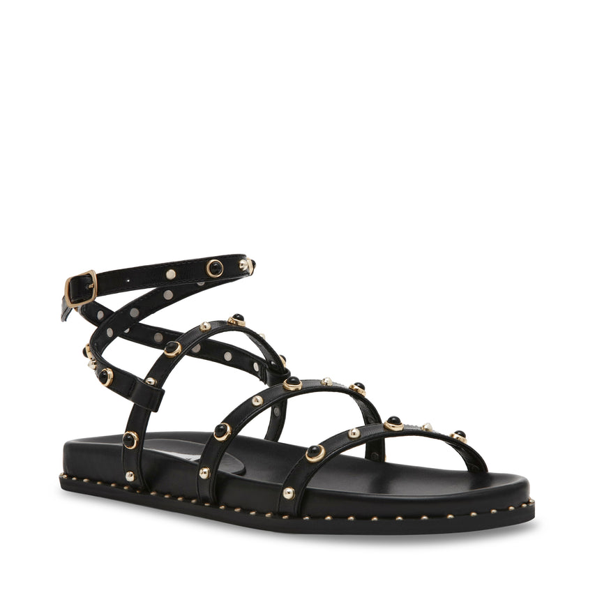 STORMIE BLACK FLAT SANDALS