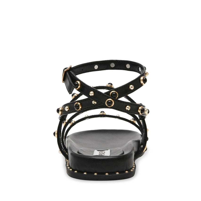 STORMIE BLACK FLAT SANDALS