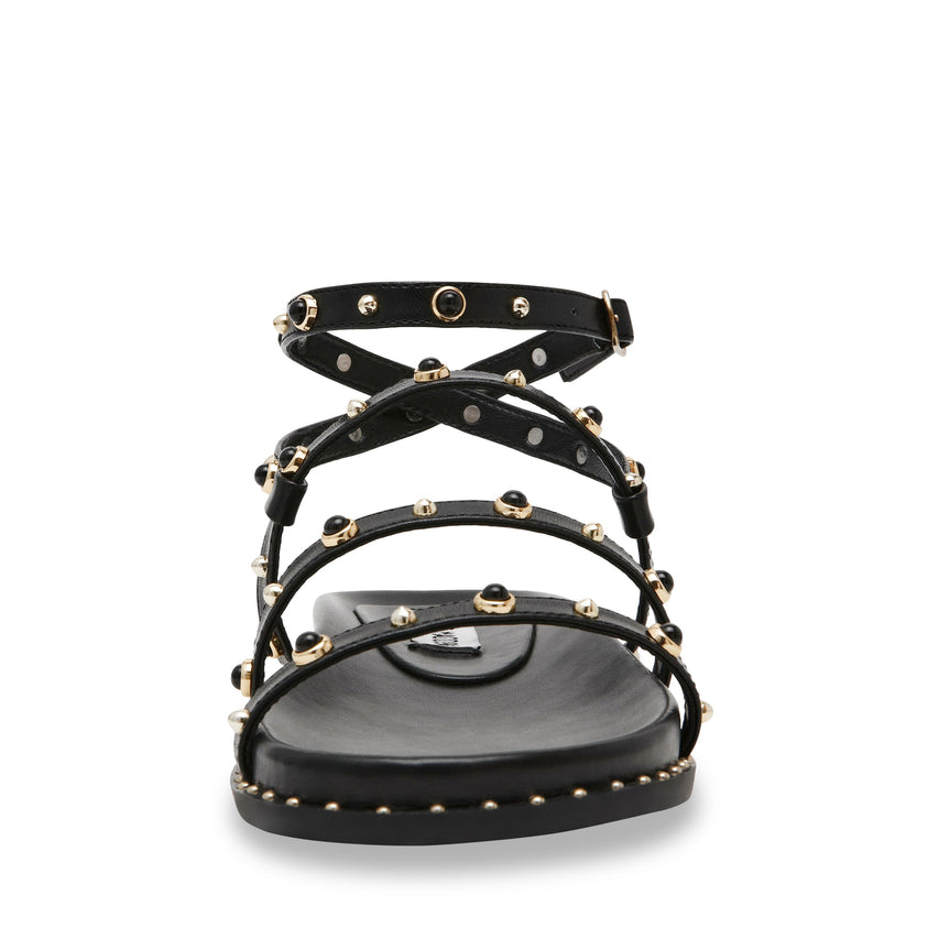 STORMIE BLACK FLAT SANDALS