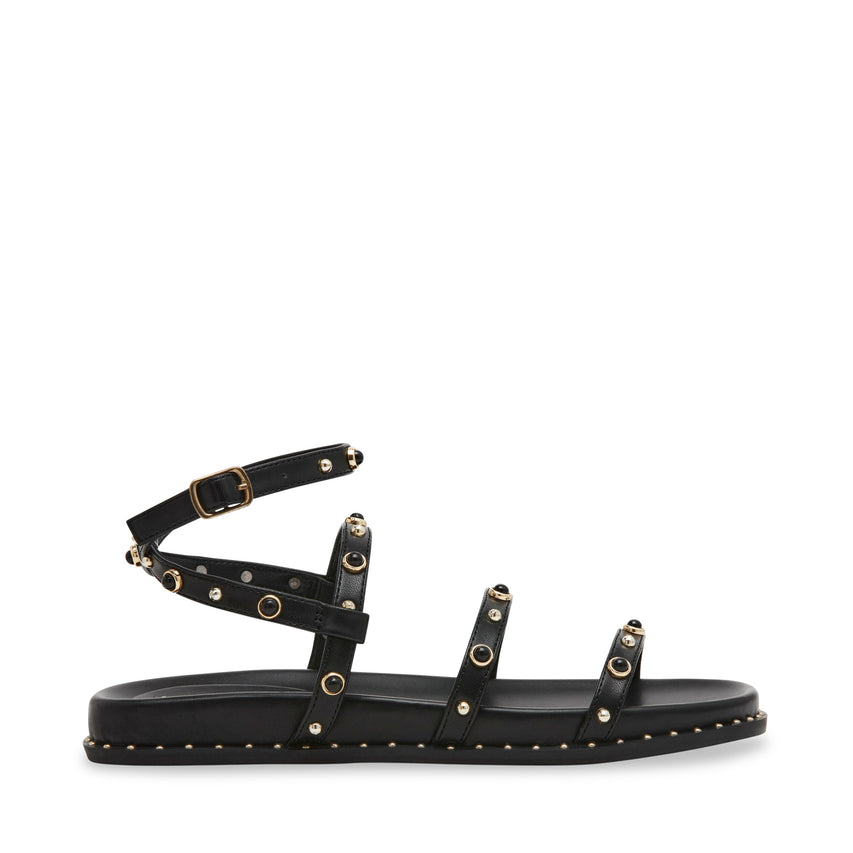 STORMIE BLACK FLAT SANDALS