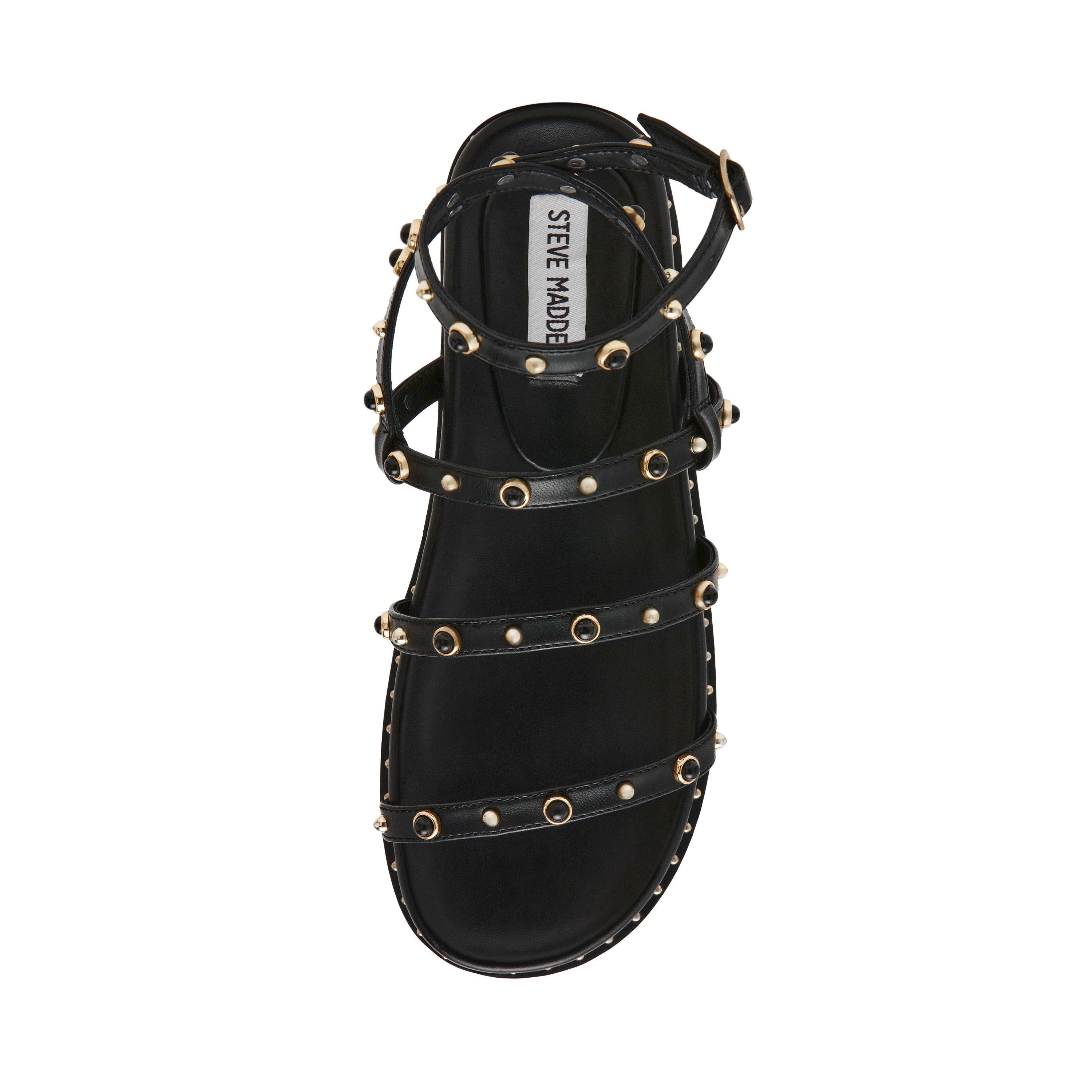 STORMIE BLACK FLAT SANDALS