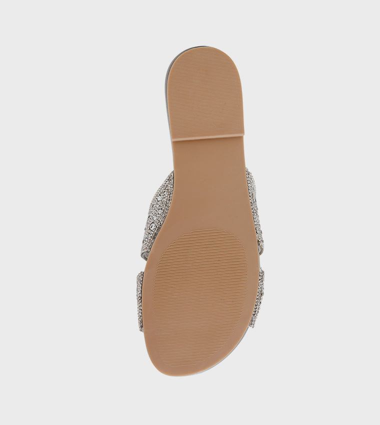 MUSA SILVER FLAT SANDALS