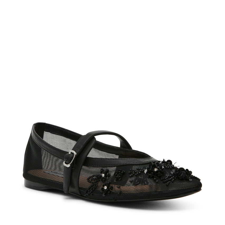REJOICE BLACK MESH BALLET FLATS