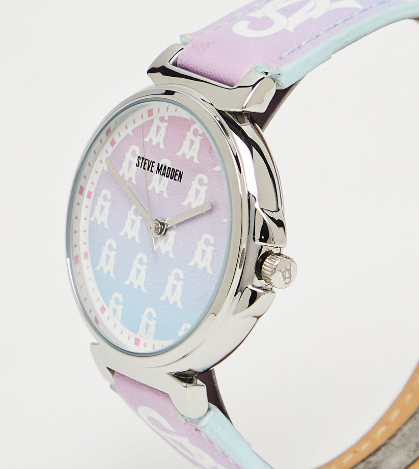 Steve Madden Women's Silver-Tone Ombré Dial Bracelet Watch with blue-to-lavender ombré - view 2