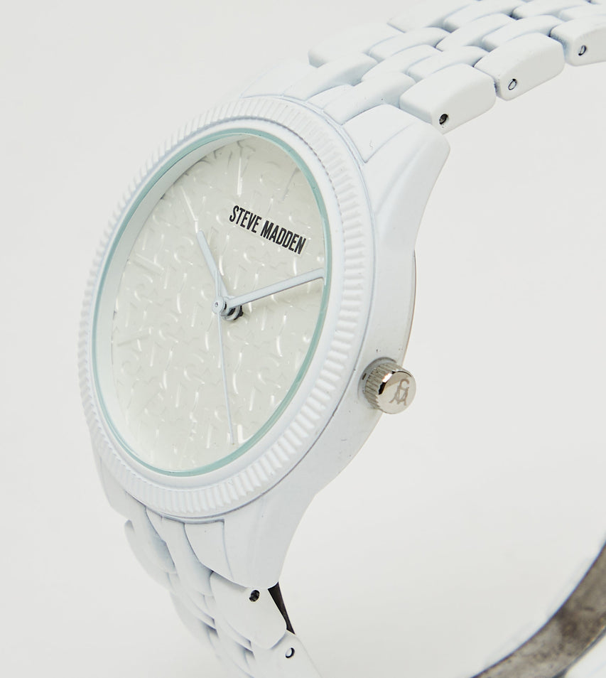 Steve Madden Women's White Rubberised Watch with textured white - view 3