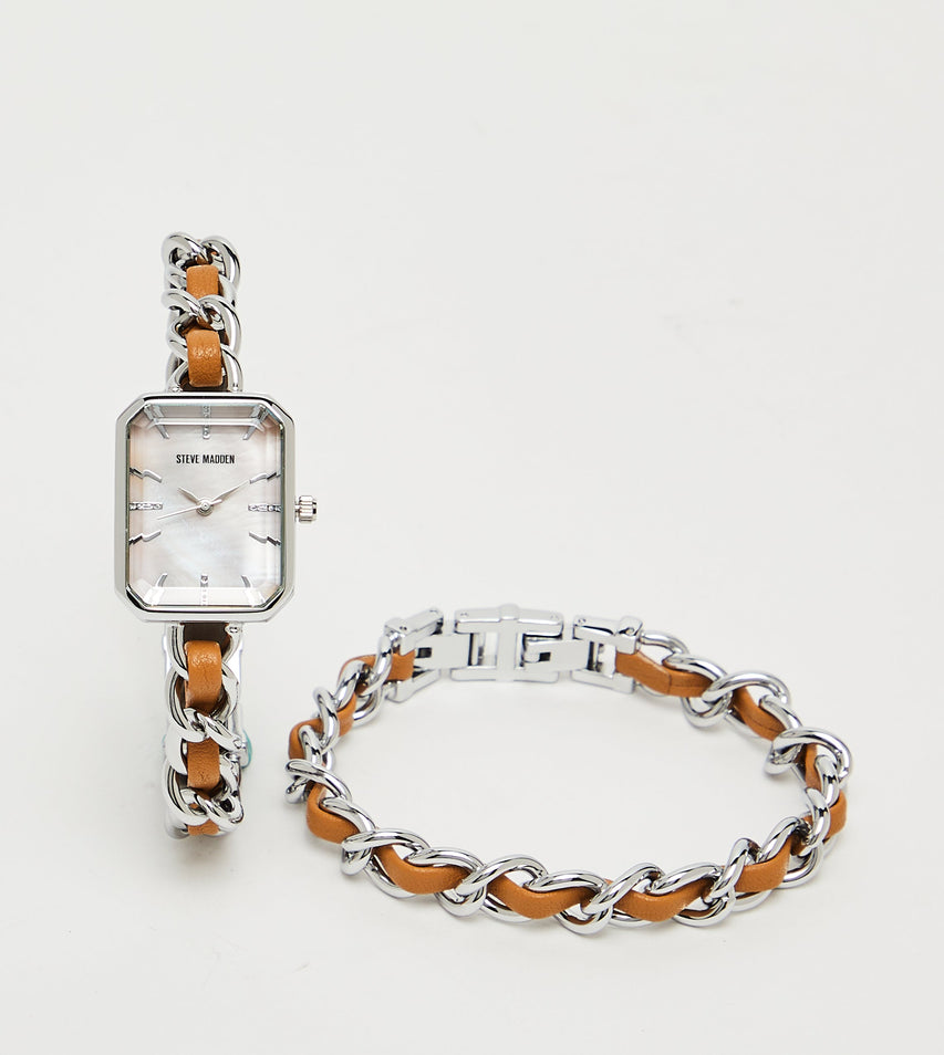 Steve Madden Women's Silver-Tone Watch and Bracelet Set with watch and coordinating bracelet - view 2