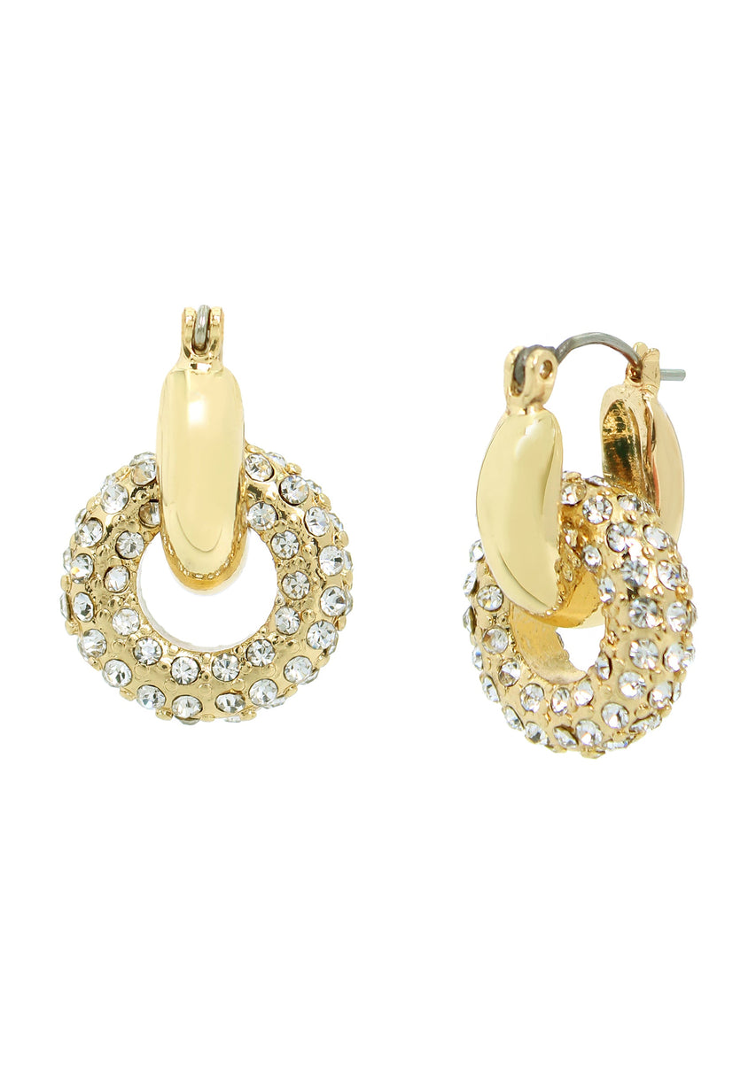 Steve Madden Mini Women's Crystal Hoops with mini double hoop design - view 2