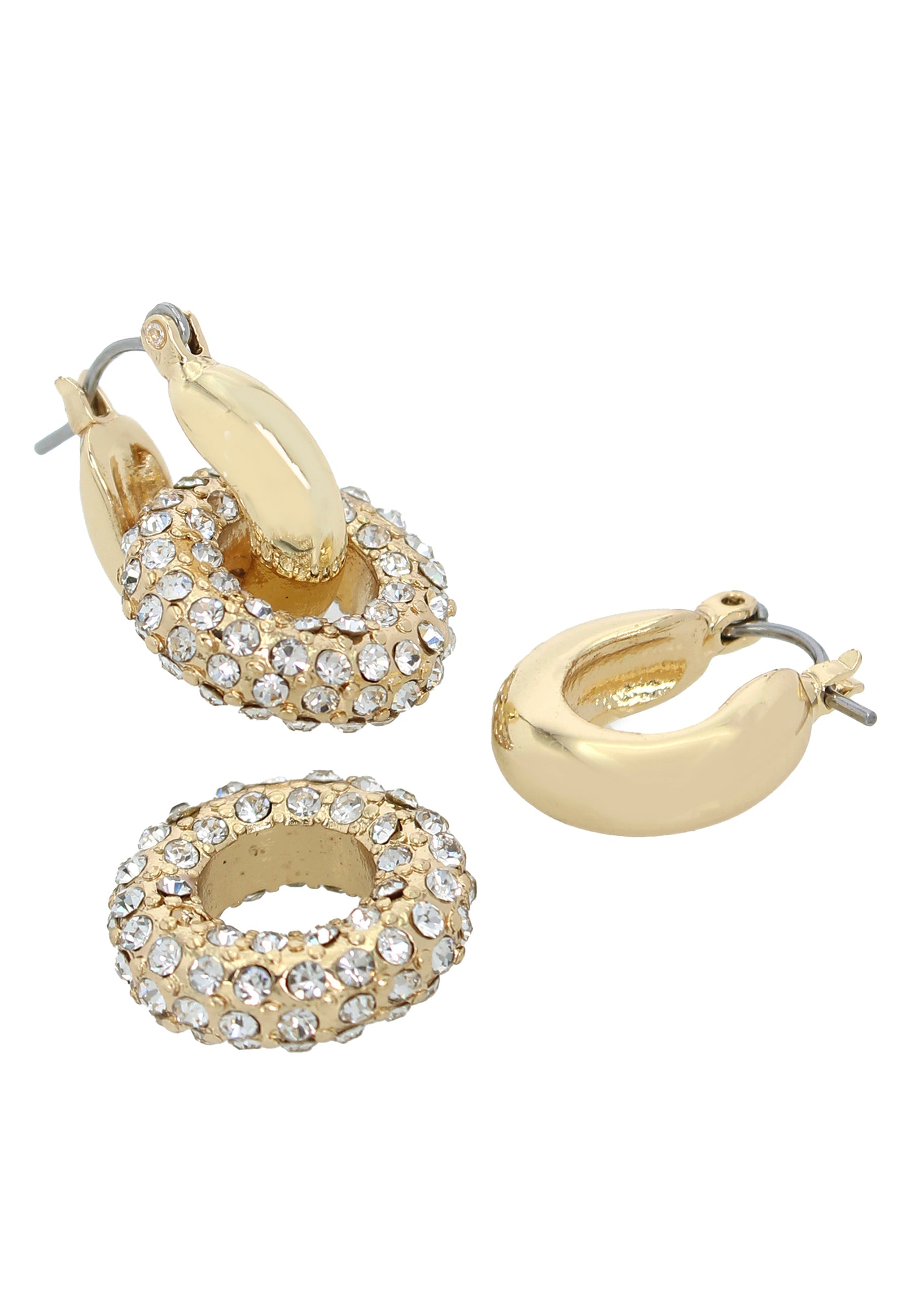 Steve Madden Mini Women's Crystal Hoops with crystal embellishment detail - view 3