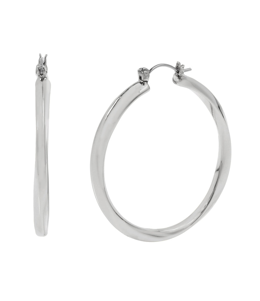 Twisted Women's Gunmetal Hoops - view 3