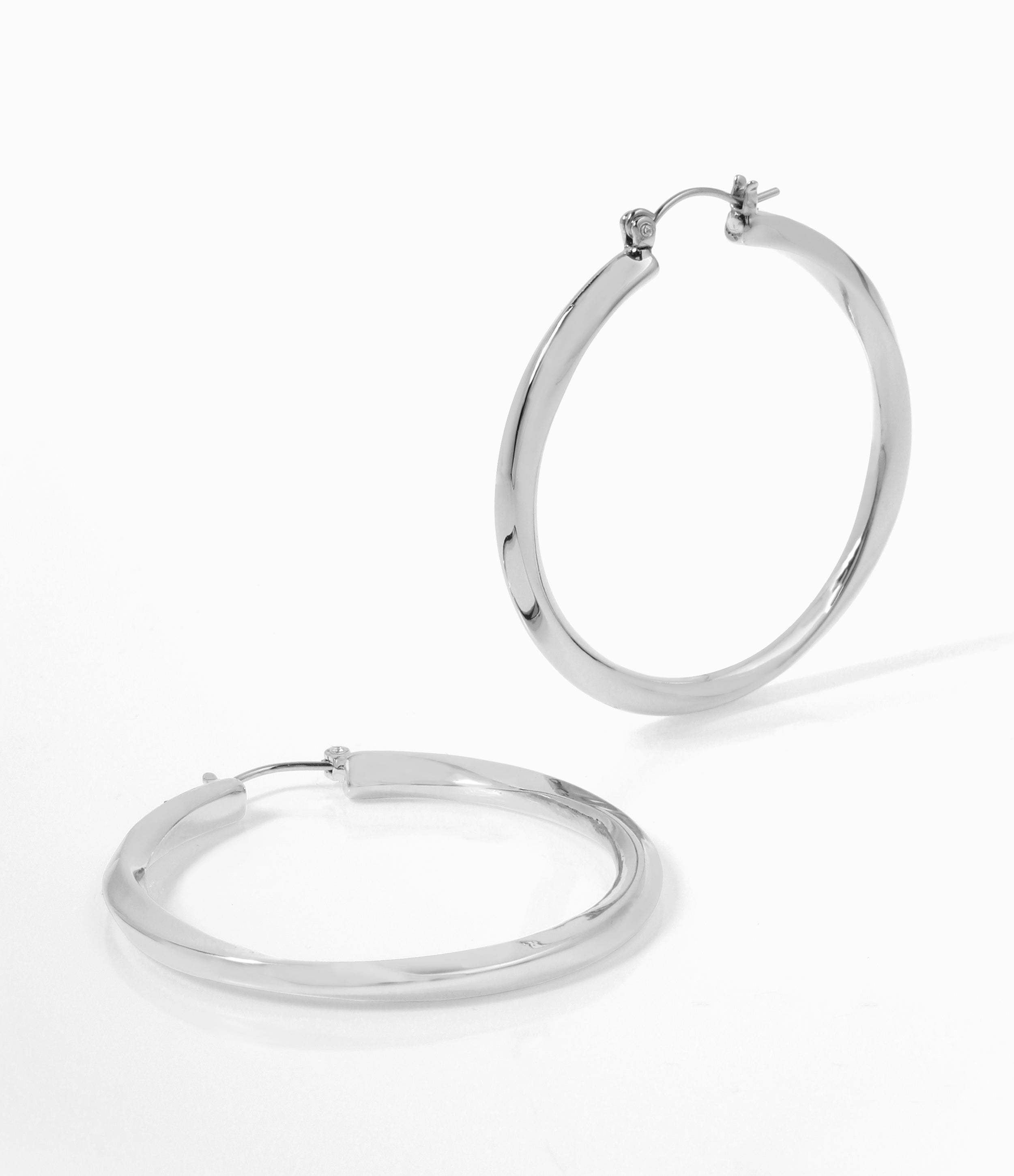Twisted Women's Gunmetal Hoops - view 2