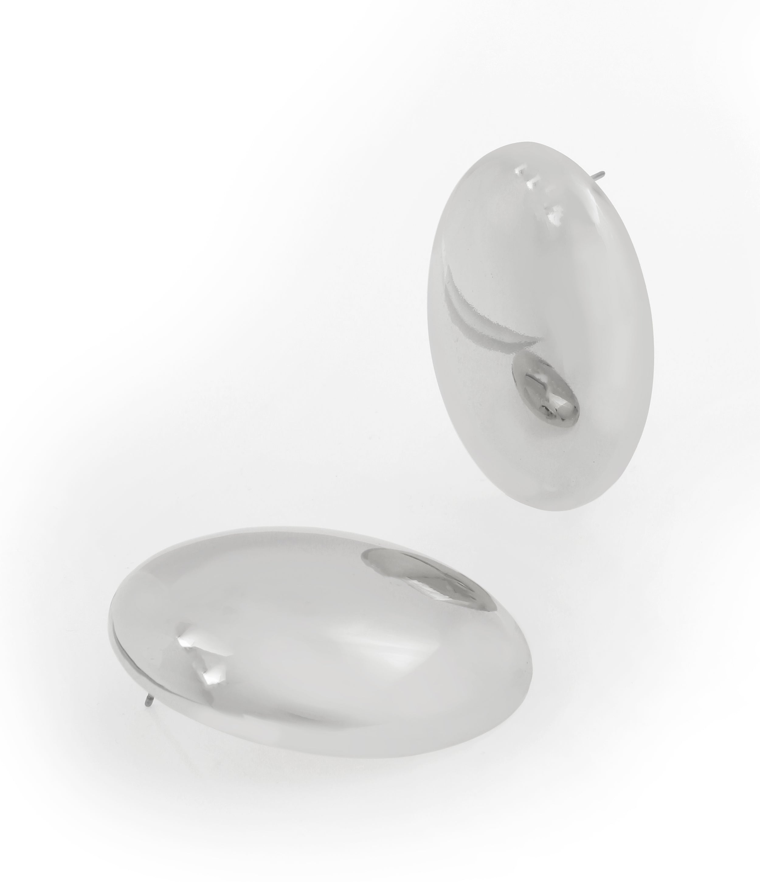 Oval Women's Gunmetal Studs - view 3