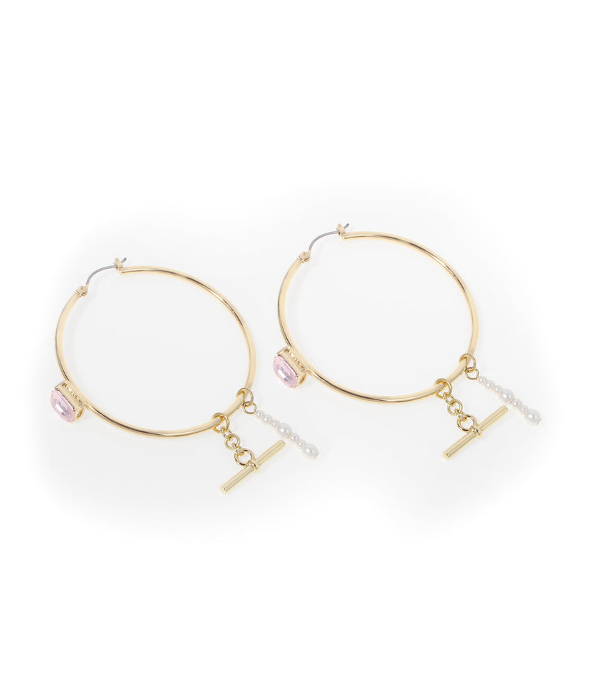CRYSTAL HOOP EARRINGS IVORY PEARL JEWELLERY