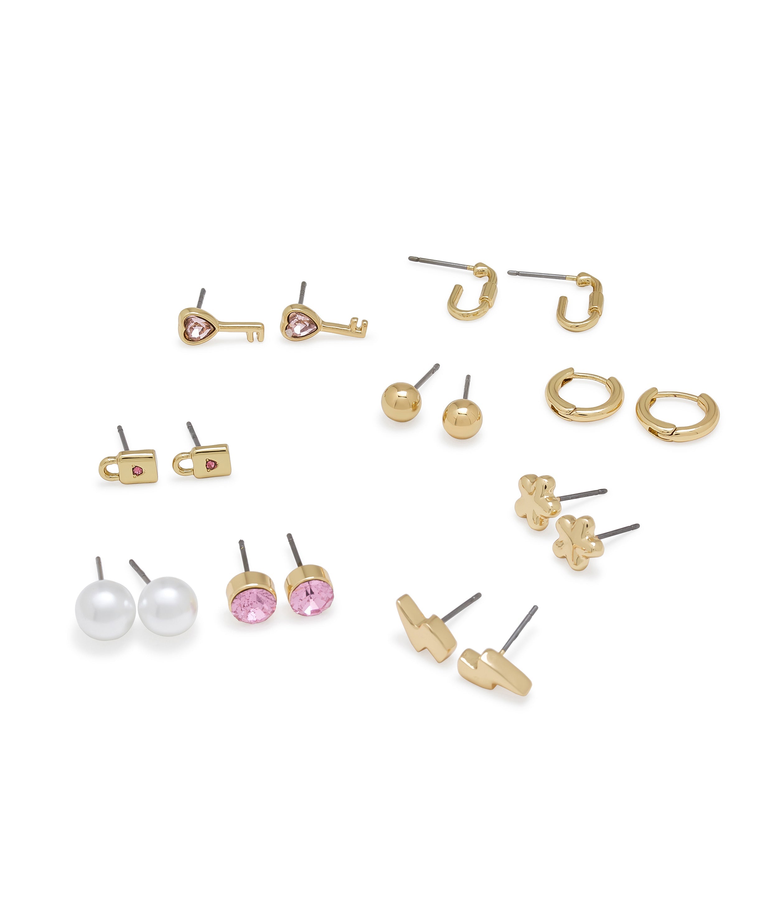 11 PC GARDEN STUDS PEARL GOLD JEWELLERY