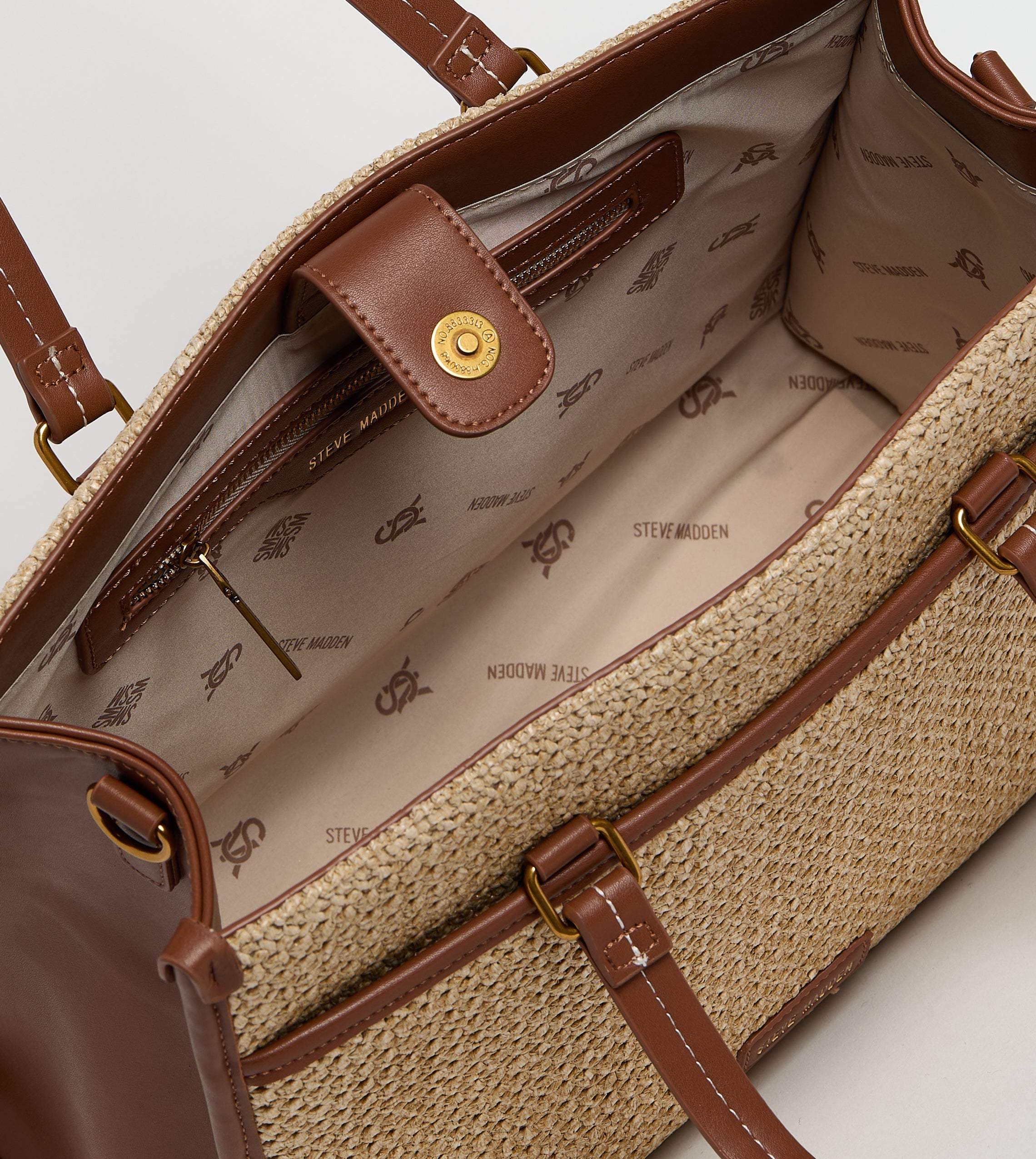 Mesh Design Women's Light Brown Tote Bag - view 6