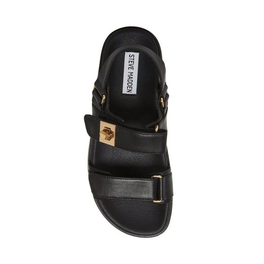 Steve Madden Mona black leather sandal, back view
