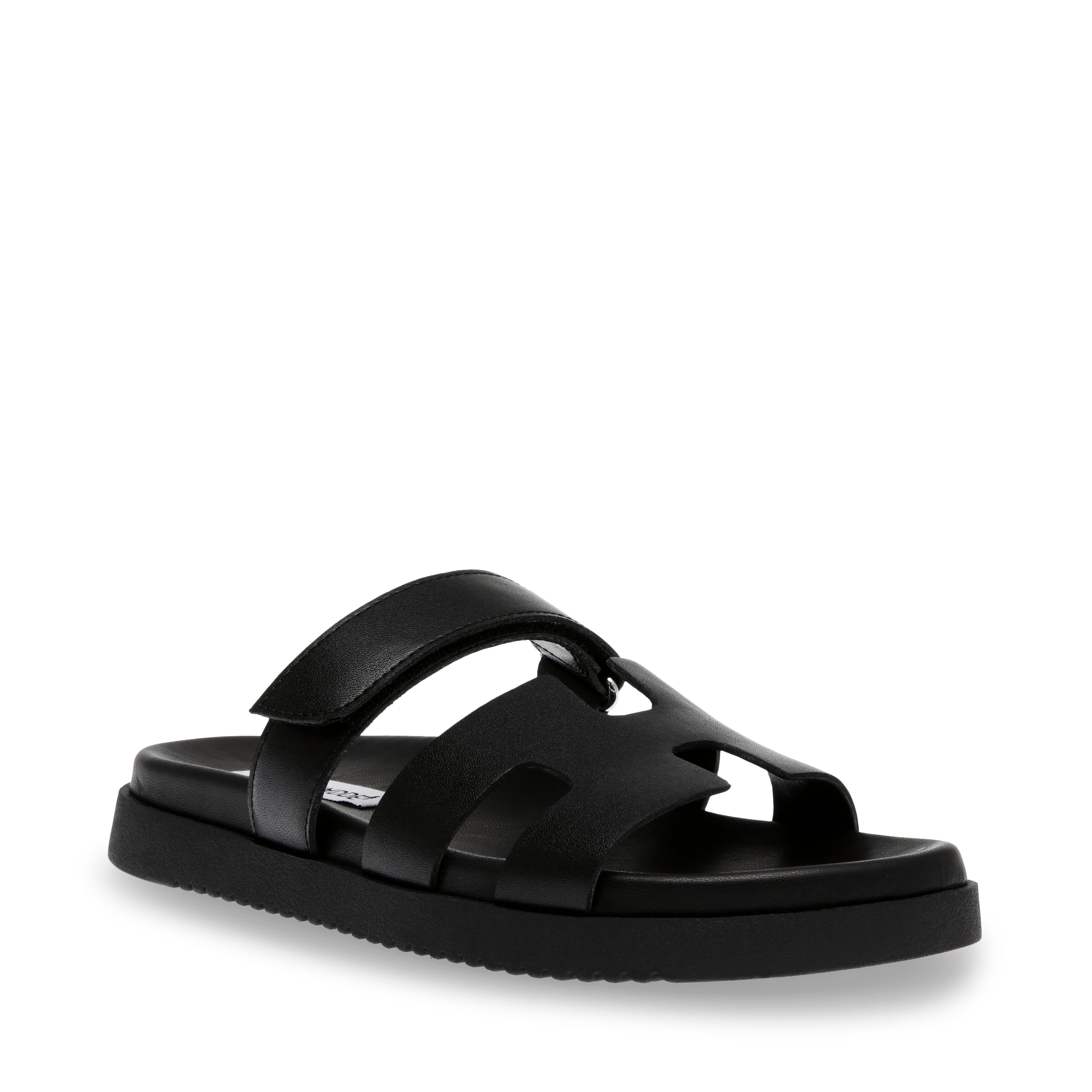 Steve Madden Mayven black leather women's flat sandal, featured view
