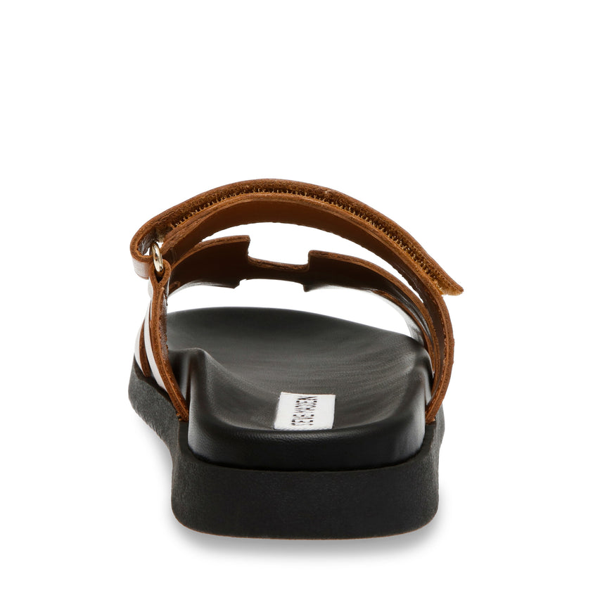 Steve Madden Mayven camel flat sandal, back view