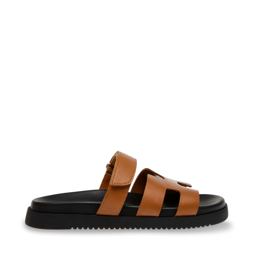 Steve Madden Mayven camel leather women's flat sandal, featured view