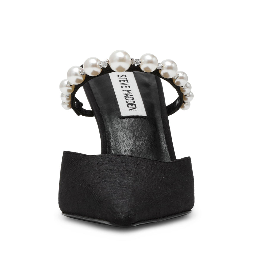 Steve Madden Brecki-P black heeled mule, angled view