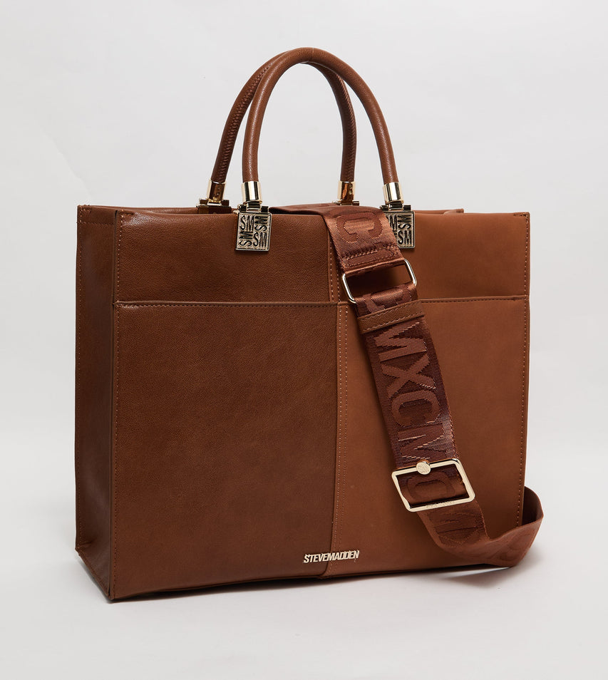 Steve Madden Bchloey women's bronze tote bag, front view