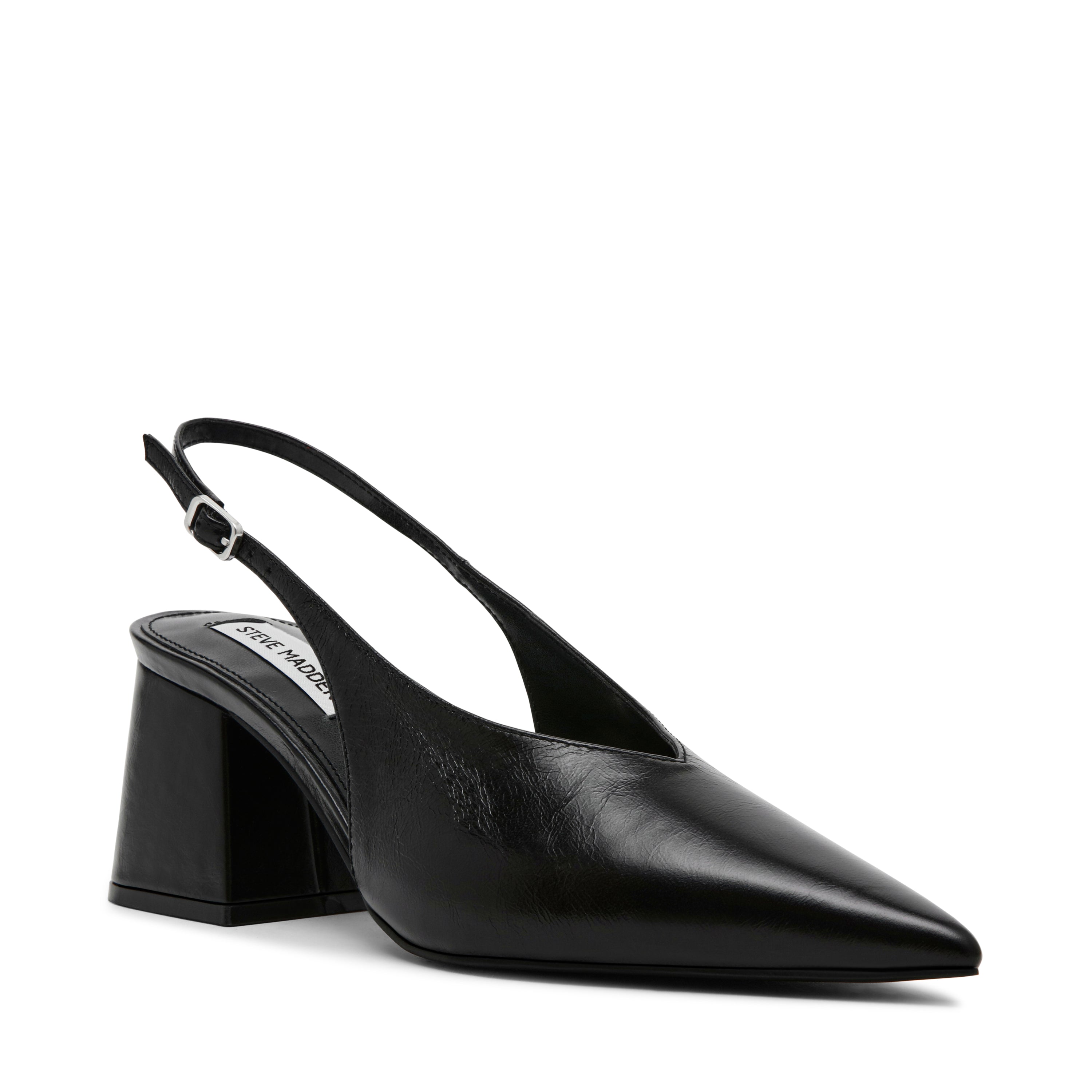 BARGE BLACK LEATHER HEELS
