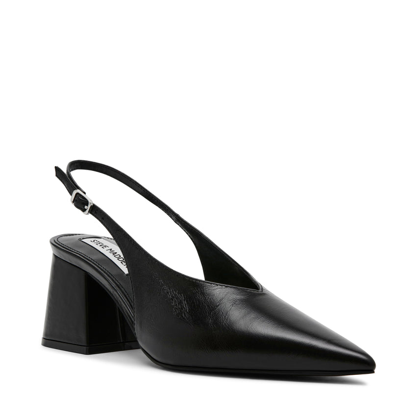 BARGE BLACK LEATHER HEELS