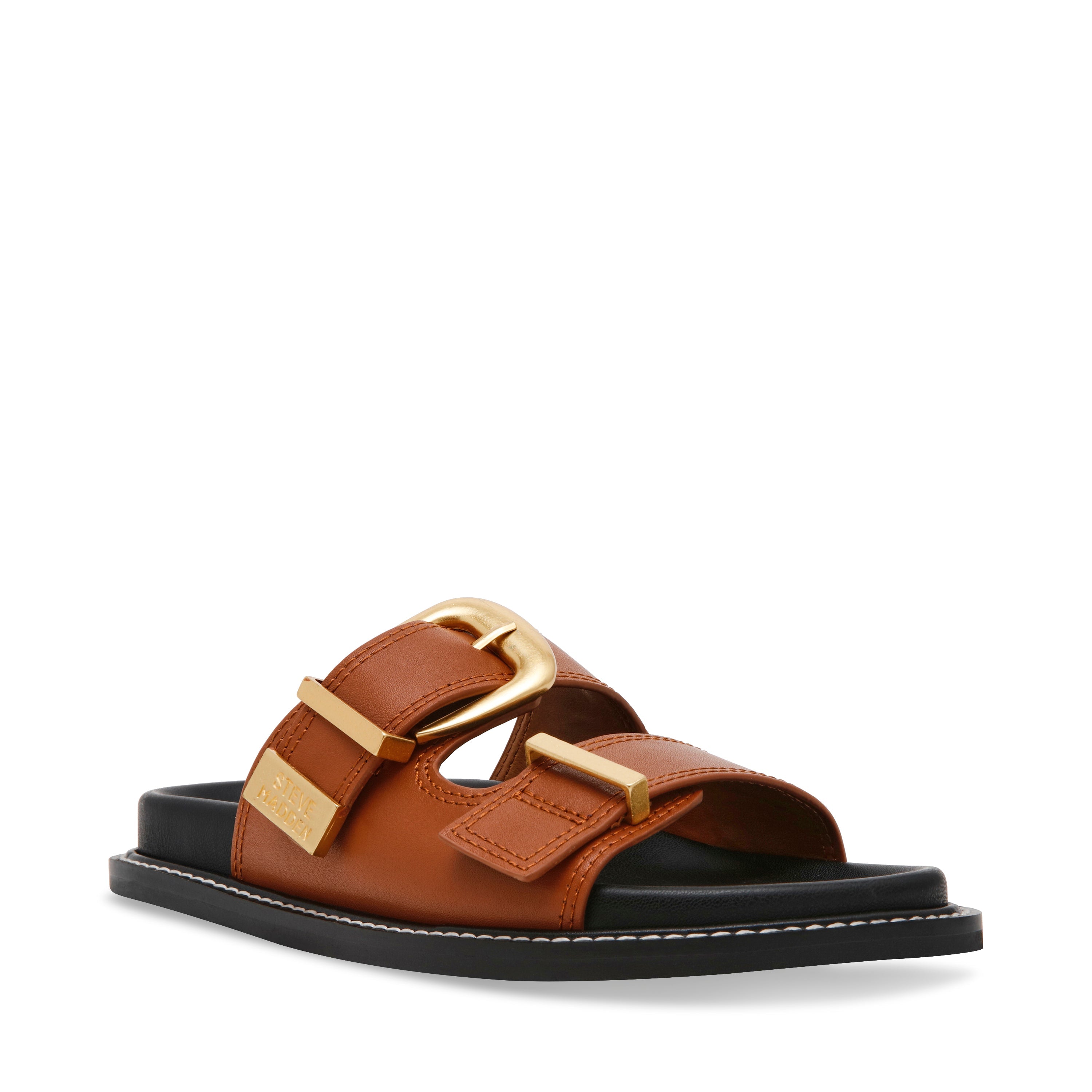 ARCH COGNAC LEATHER FLAT SANDALS