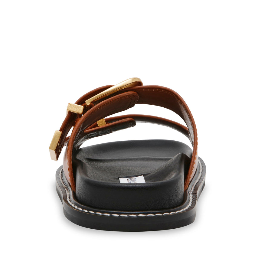 ARCH COGNAC LEATHER FLAT SANDALS