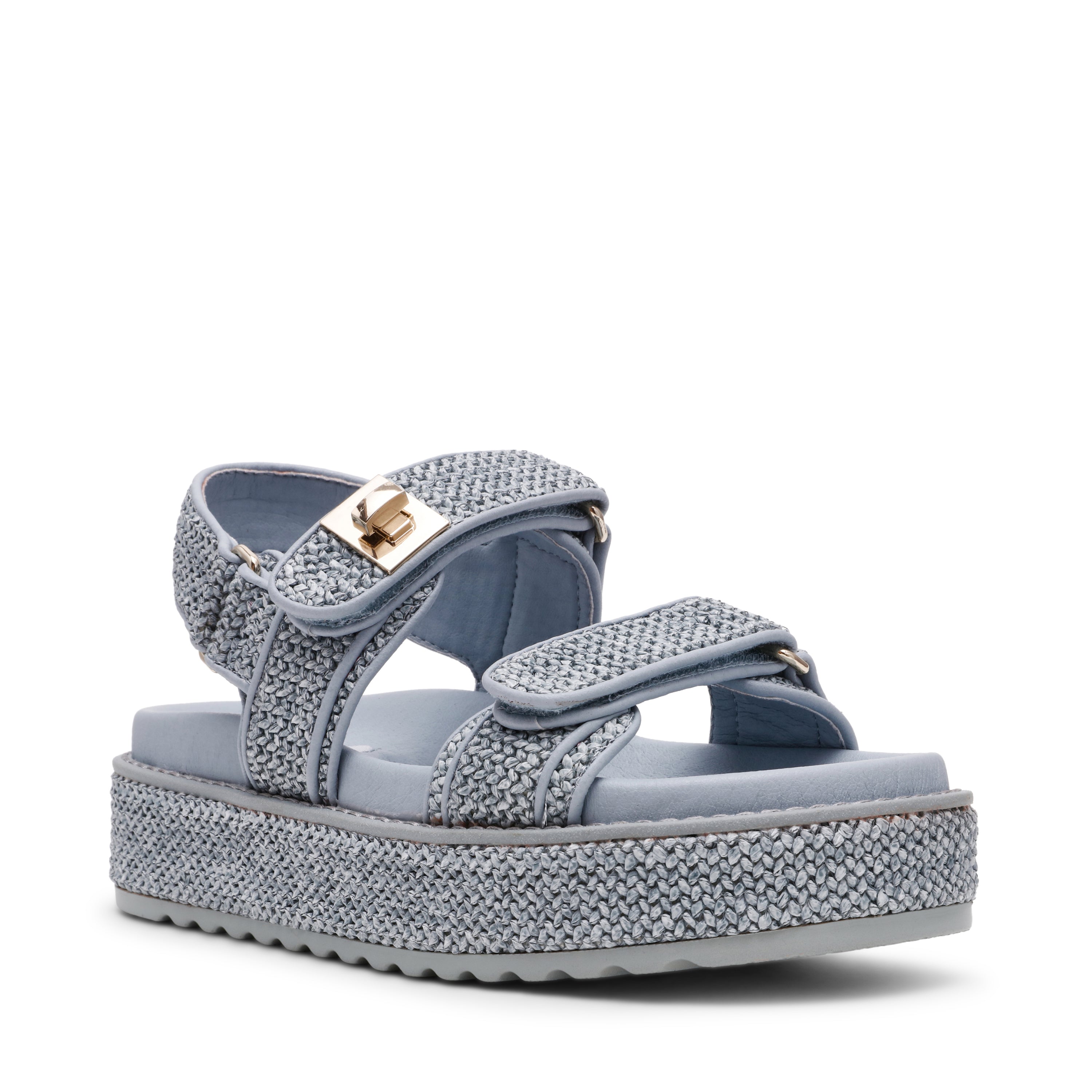 Bigmona Women's Blue Raffia Sandals