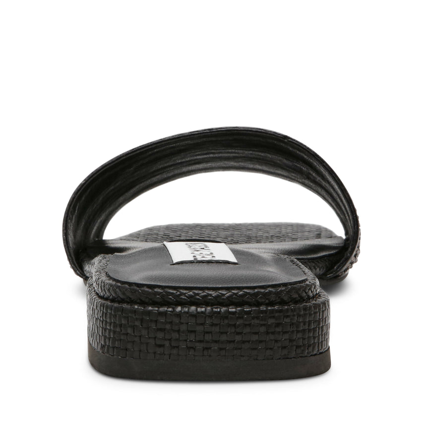 STOPPER BLACK FLAT SANDALS