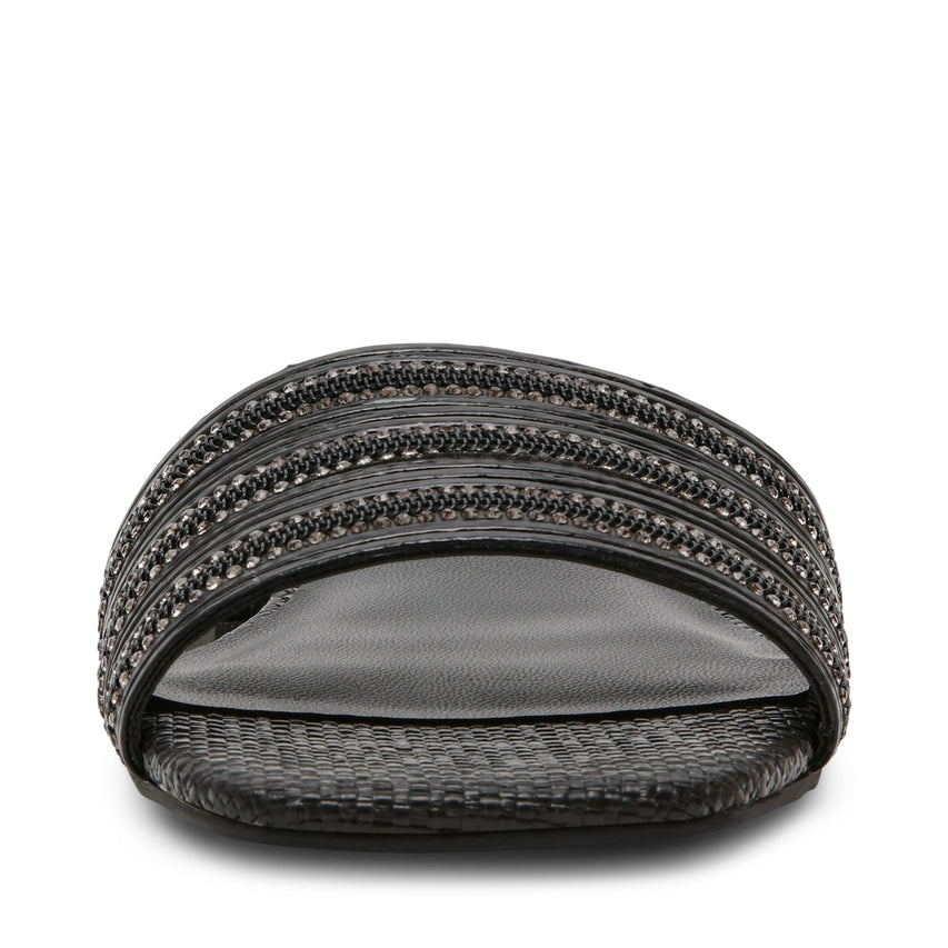 STOPPER BLACK FLAT SANDALS