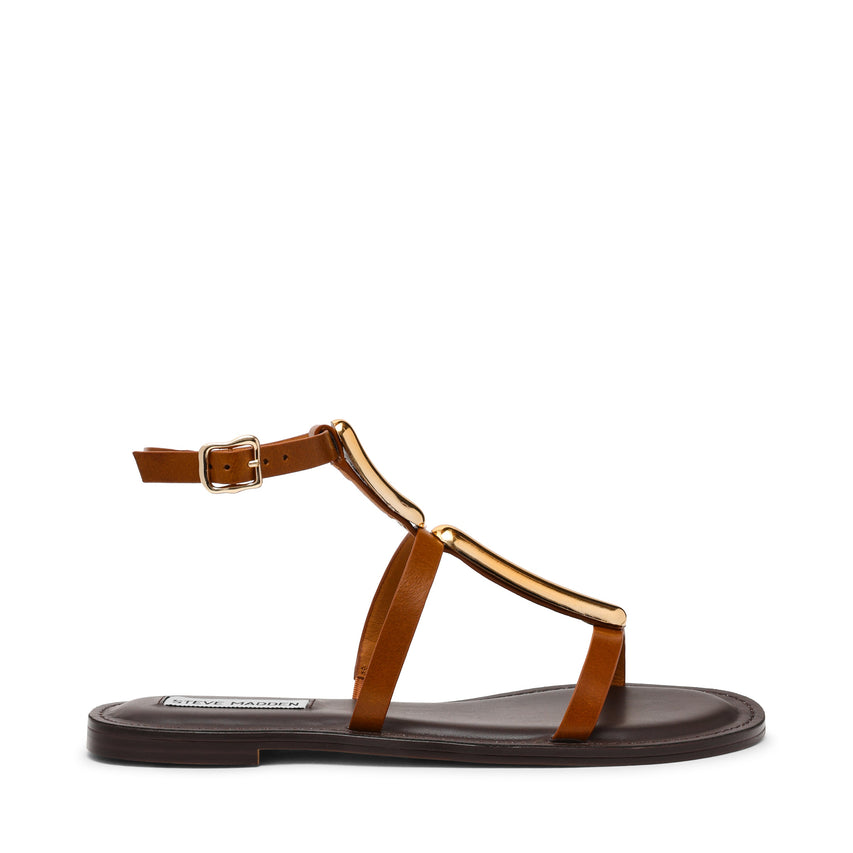 Alma Women's Tan Leather Flat Sandals - view 3