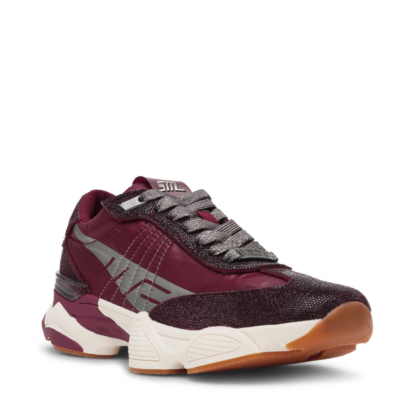 Steve Madden Setback-R women's dark cherry sneakers, side view