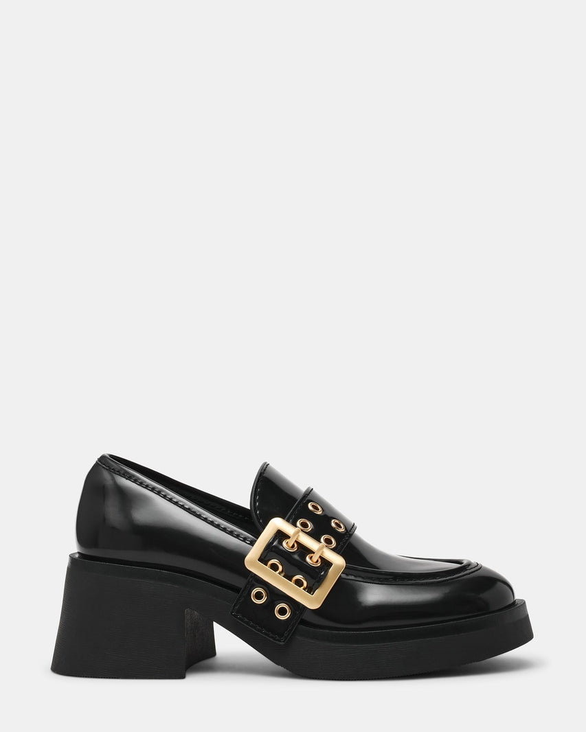 Steve Madden Bridgeton women's black box-leather shoes, side view