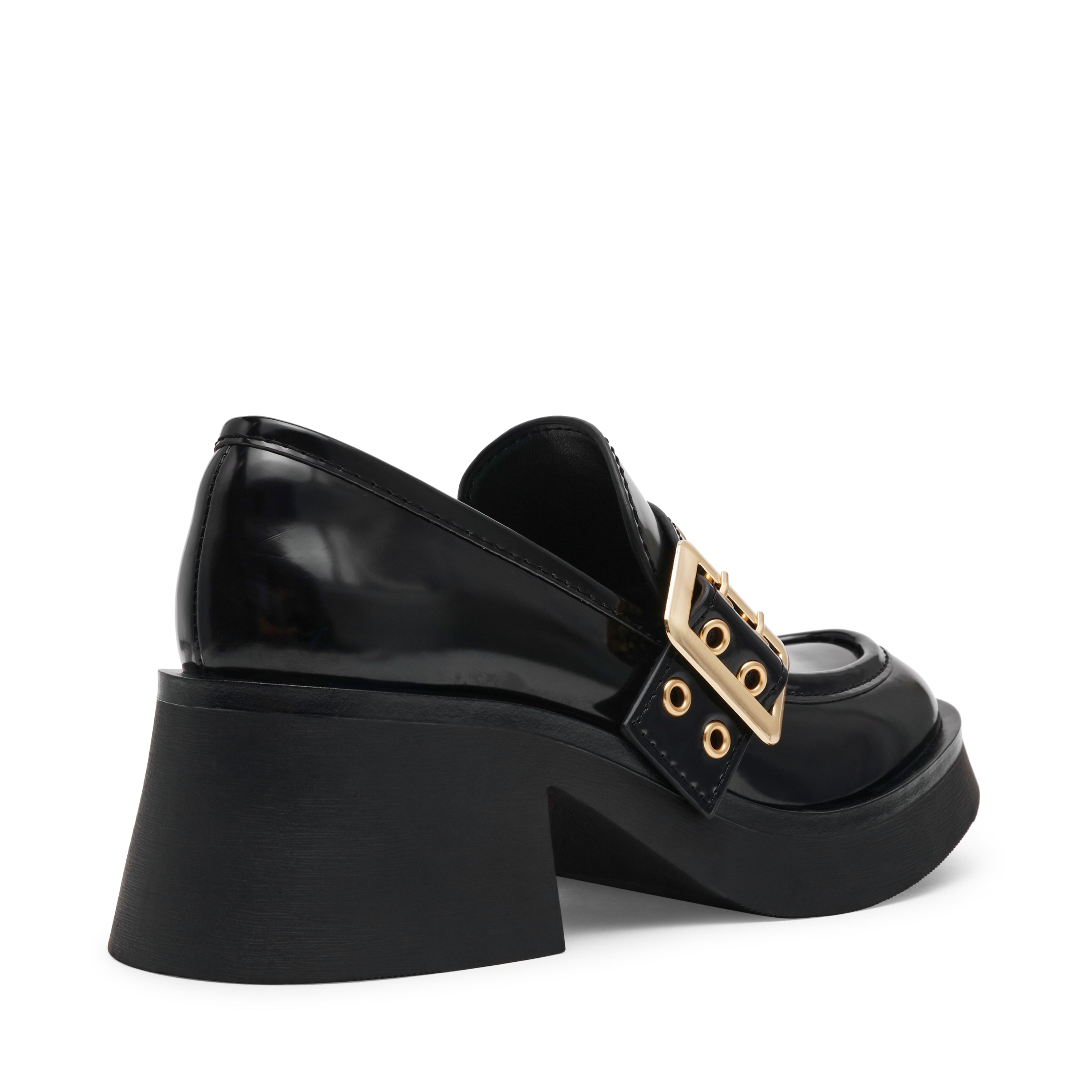 Steve Madden Bridgeton women's black box-leather shoes, back view
