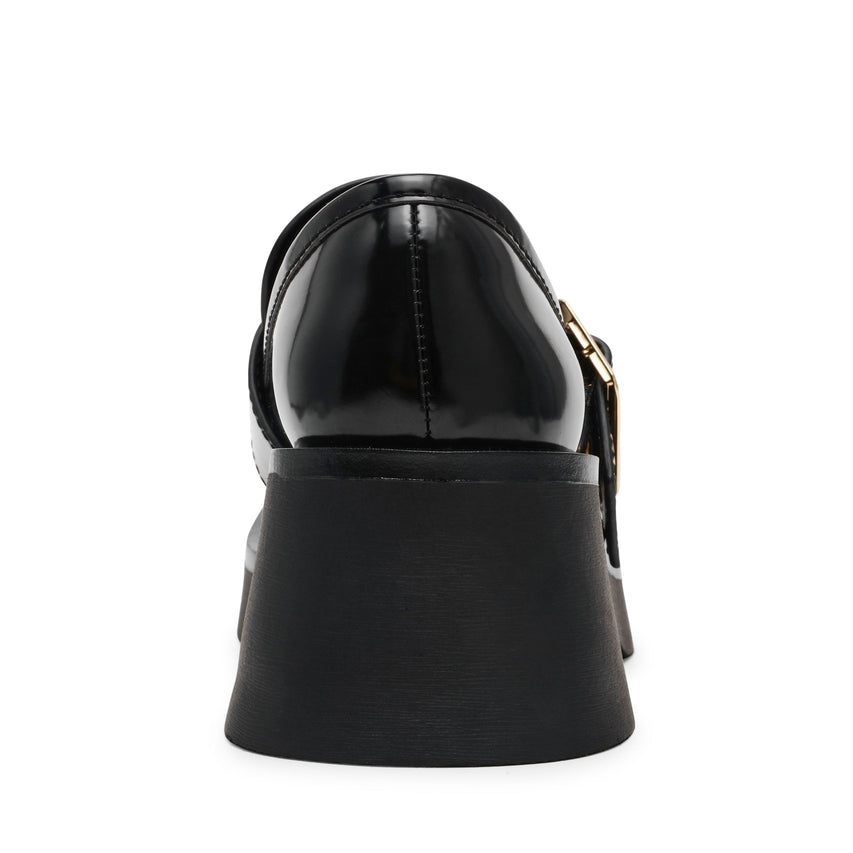 Steve Madden Bridgeton women's black box-leather shoes, sole view