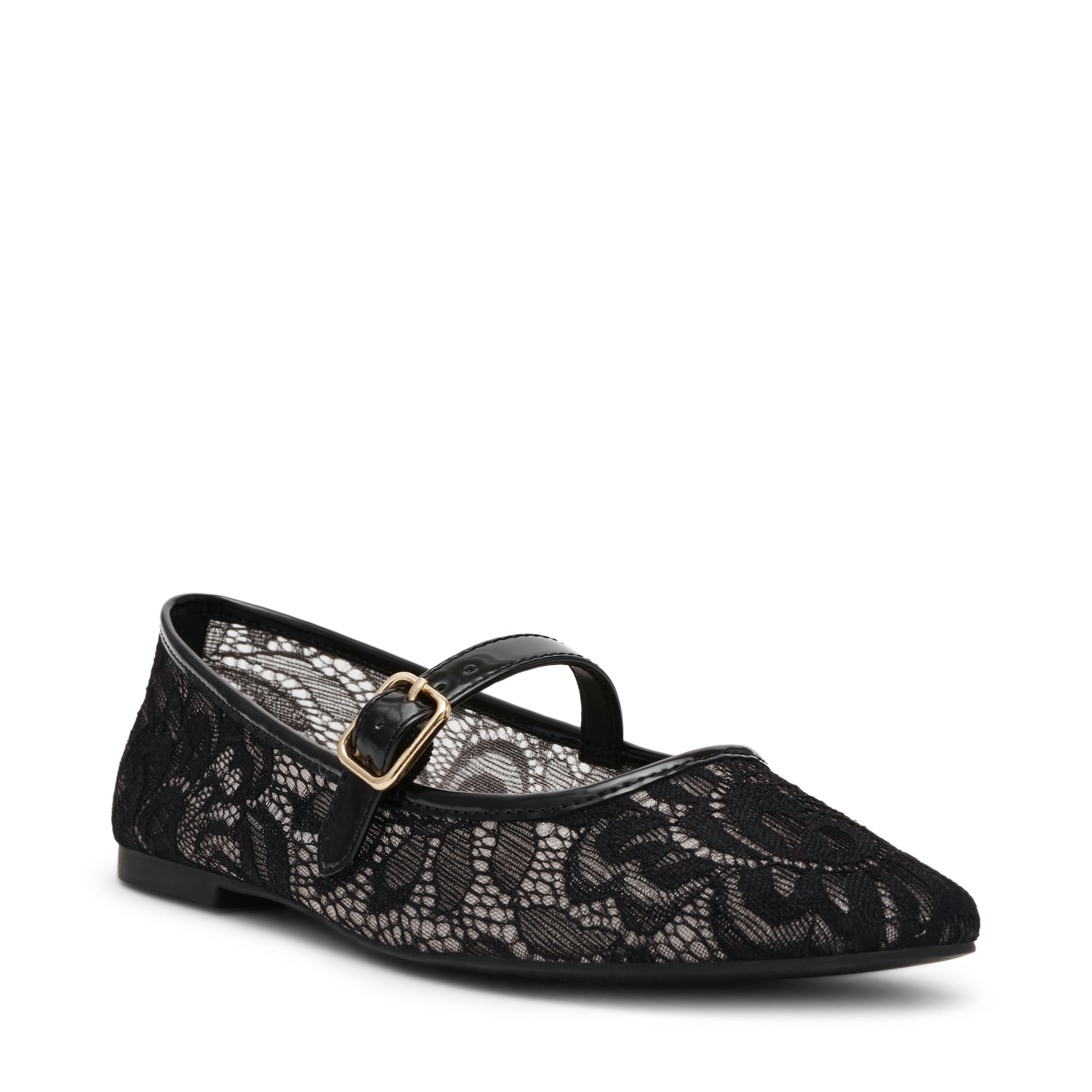 Wildflower-L Women's Black Lace Ballerinas