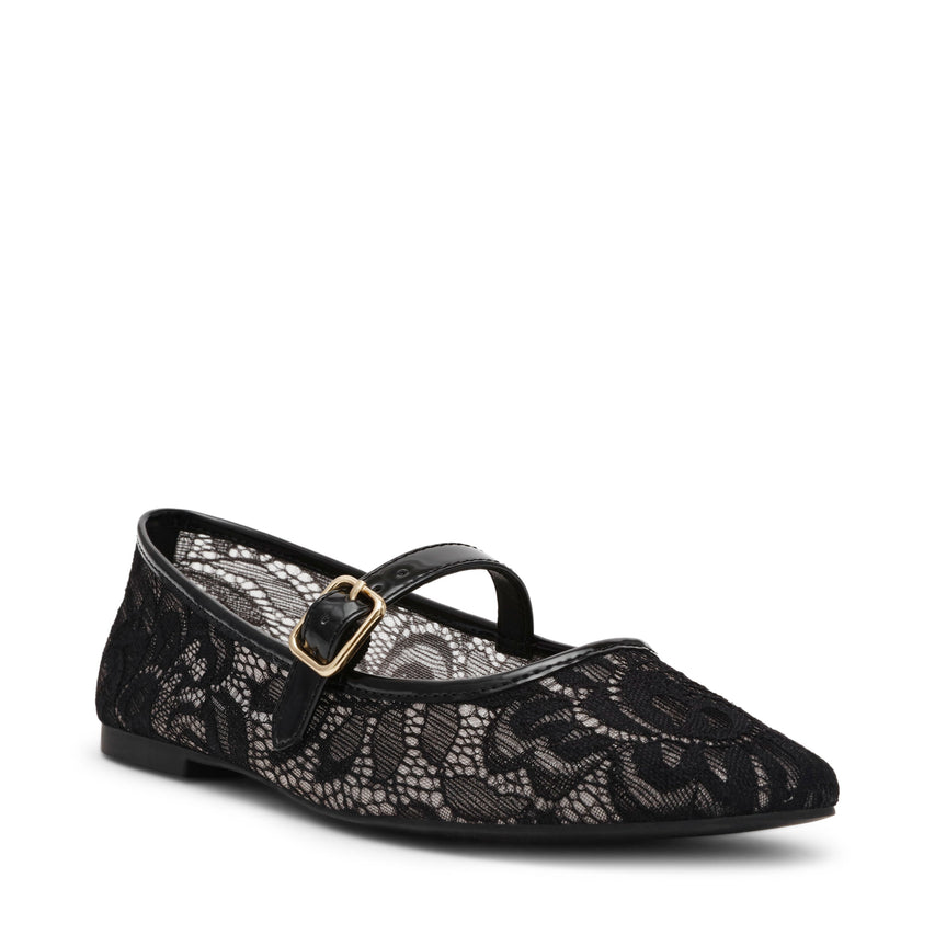 Wildflower-L Women's Black Lace Ballerinas