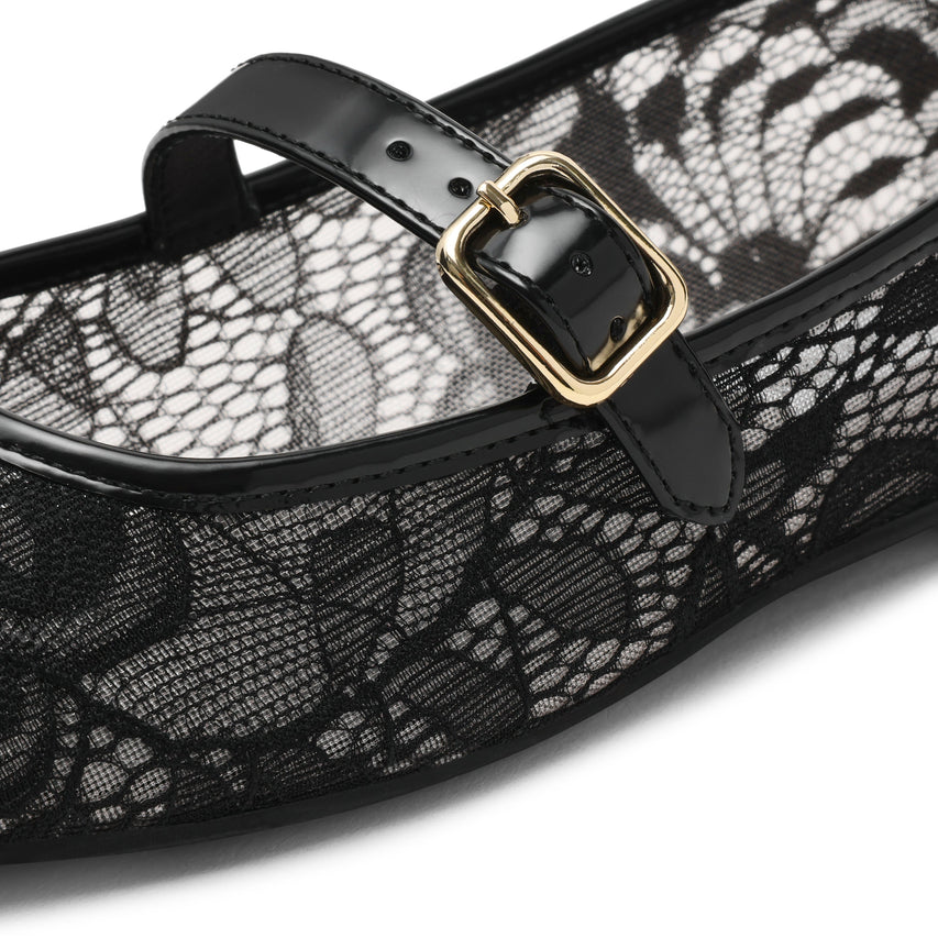 Wildflower-L Women's Black Lace Ballerinas - view 3