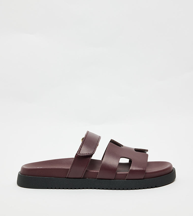 Mayven-Cn Women's Dark Cherry Lacquer Flat Sandals