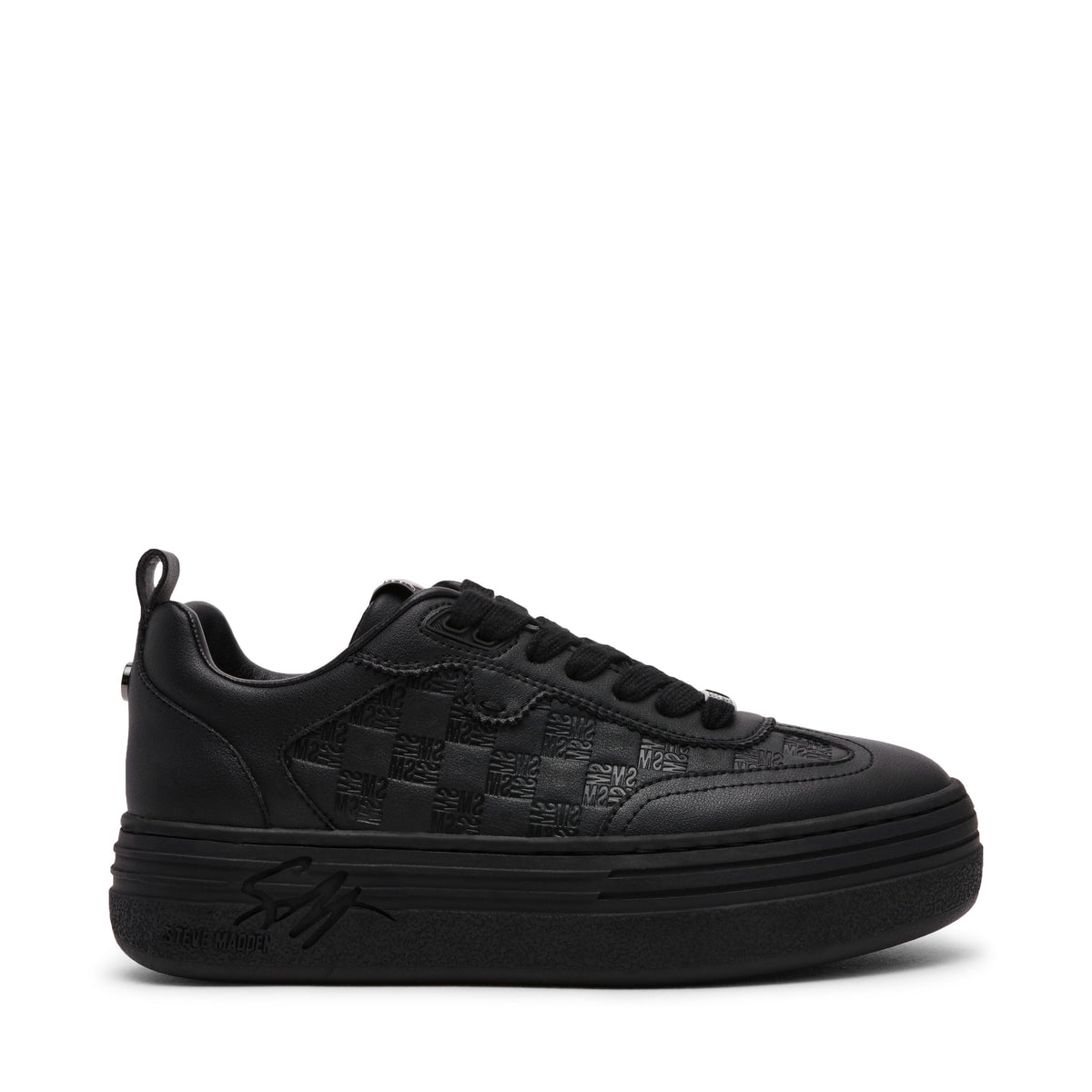 Steve Madden Catapult Women's Black Action Leather Sneakers, featured product view