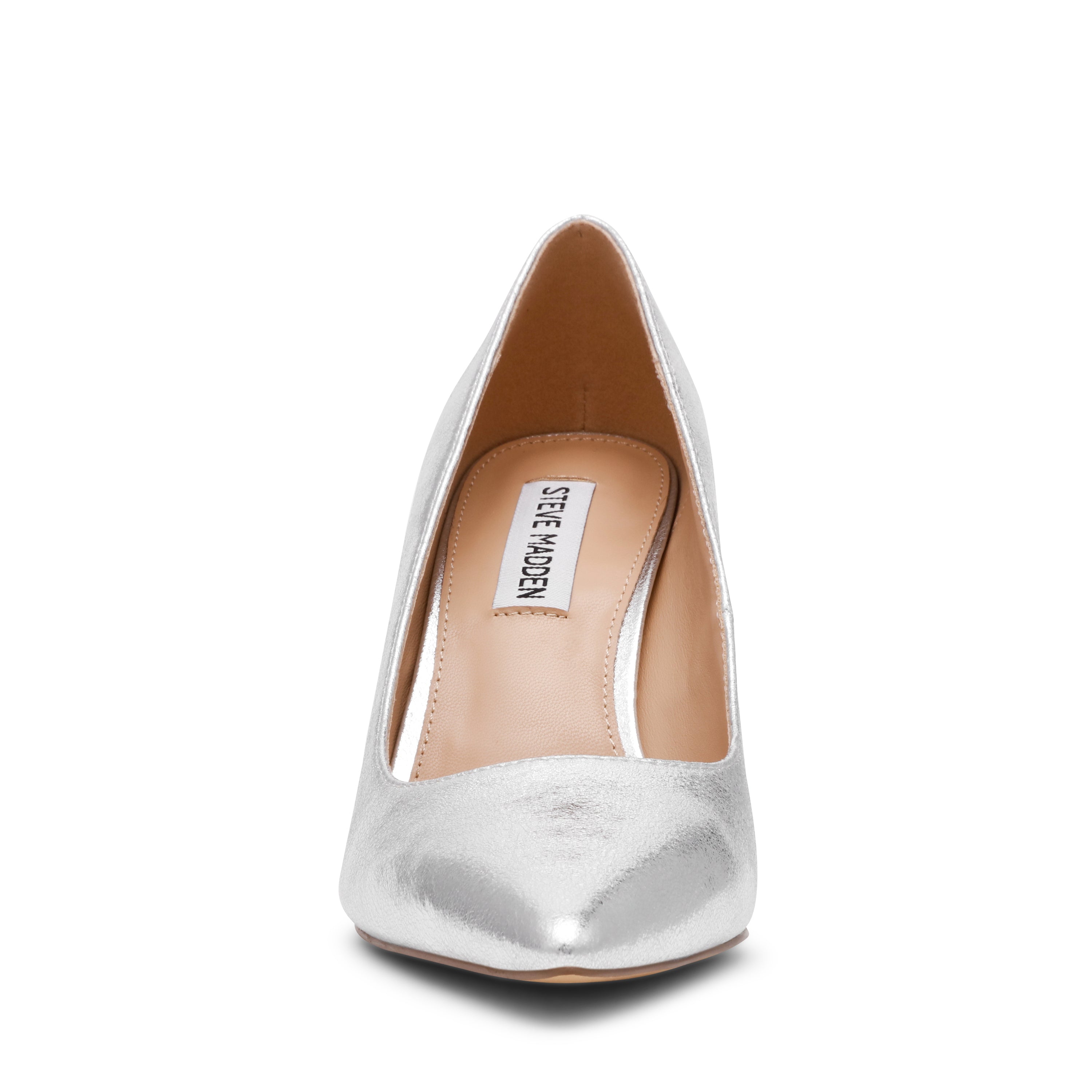Steve Madden Secured women's silver pumps, back view