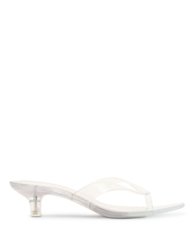 Steve Madden Tracie-J women's clear nude heels, side view