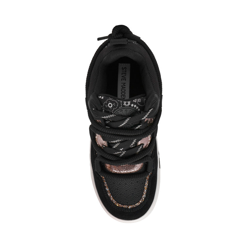 Steve Madden Brouhaha women's black multicolour sneakers, sole view