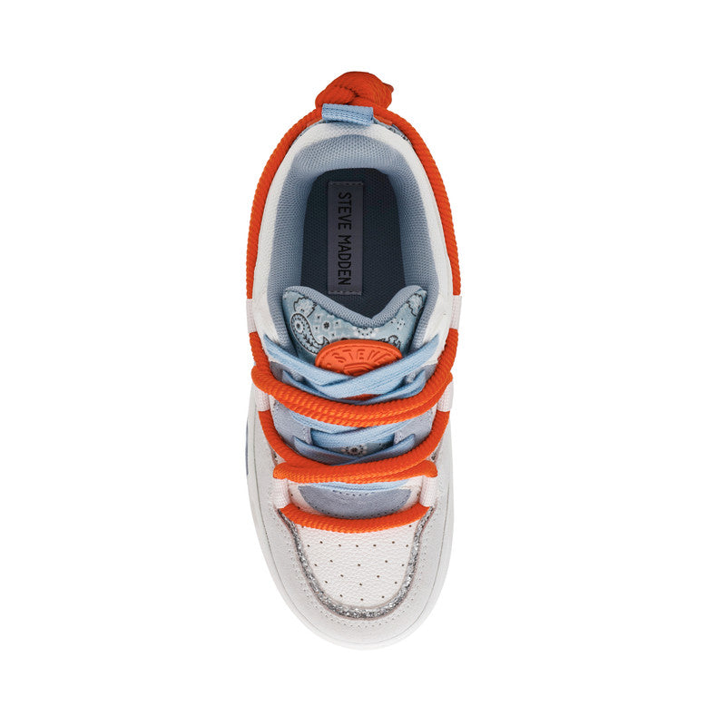 Steve Madden Brouhaha women's baby blue multicolour sneakers, back view