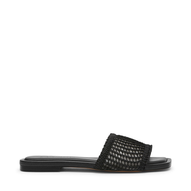 Steve Madden Lazzo Black Women's Flat Sandals with crochet-texture upper design - view 2