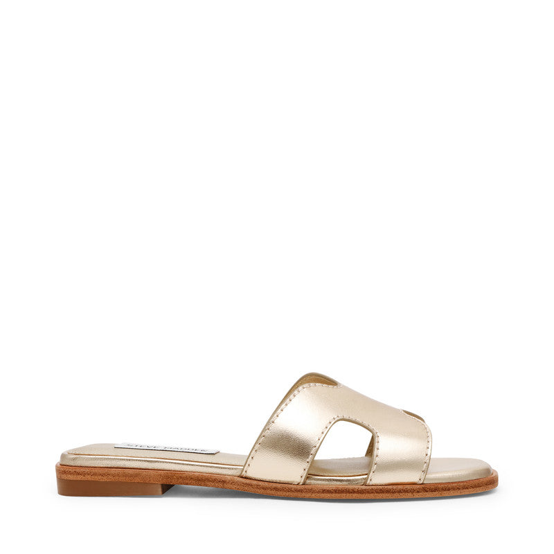 Steve Madden Bond St women's gold flat sandals, side view