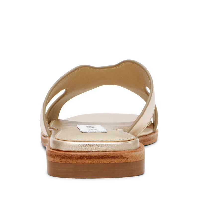 Steve Madden Bond St women's gold flat sandals, back view