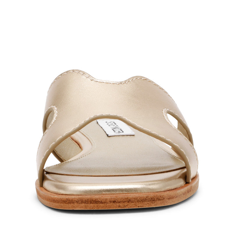 Steve Madden Bond St women's gold flat sandals, sole view